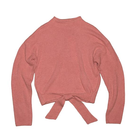 WAYF NEW $89 High Neck Tie Waist Sweater Pink Medium - Picture 1 of 4